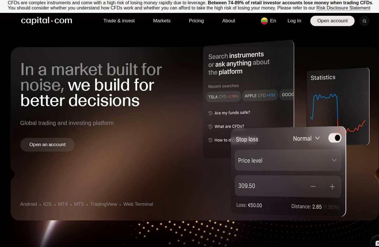 Screenshot of the Capital.com website