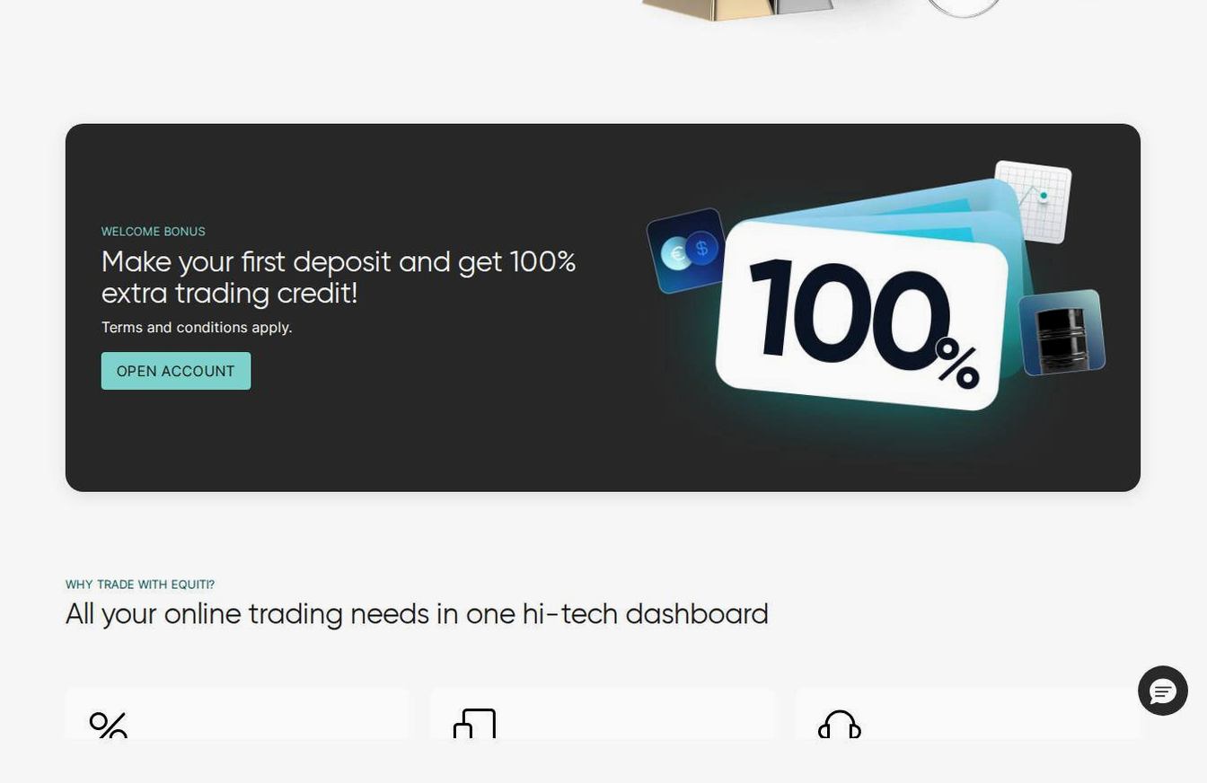 Screenshot of the Equiti website