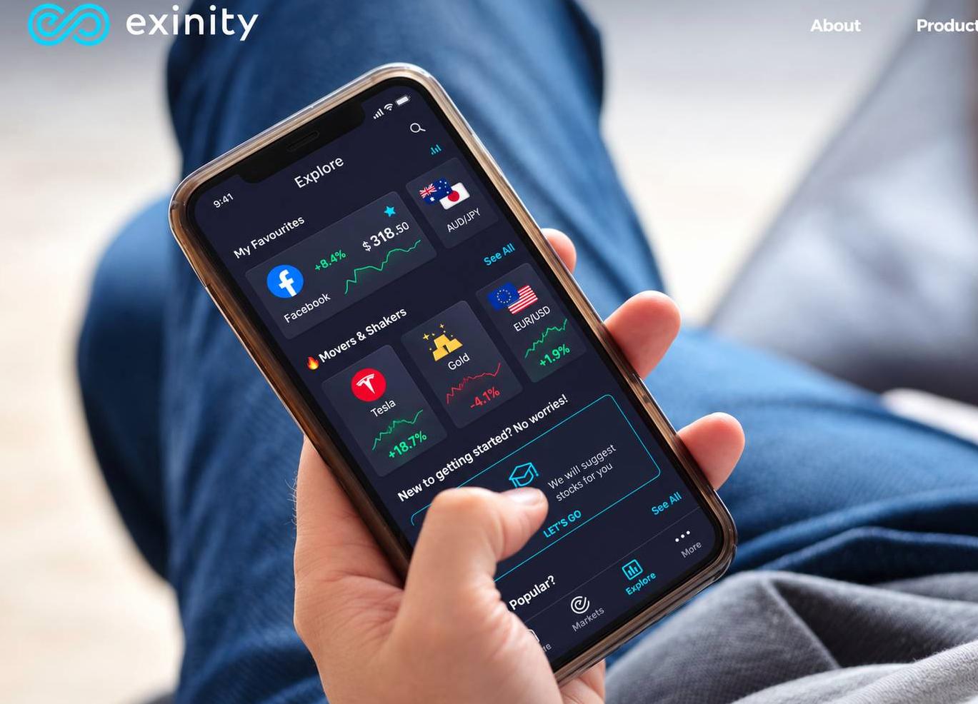 Screenshot of the Exinity website
