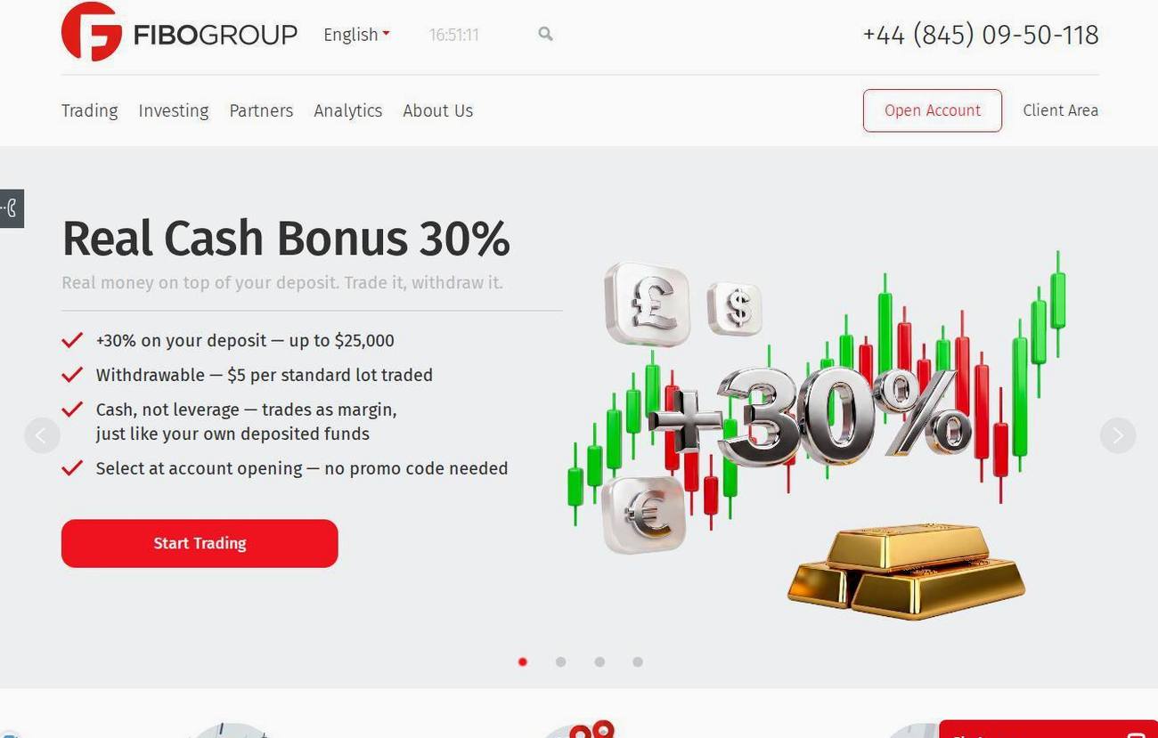 Screenshot of the FIBO Group website