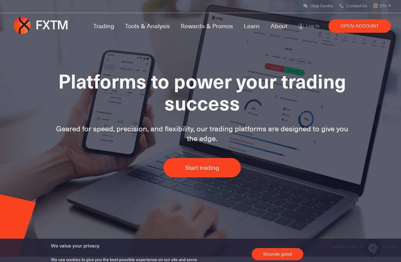 The platform page on the FXTM website