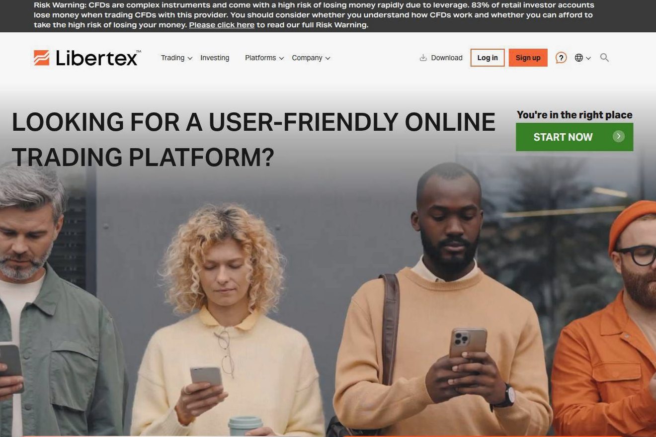 Screenshot of the Libertex website