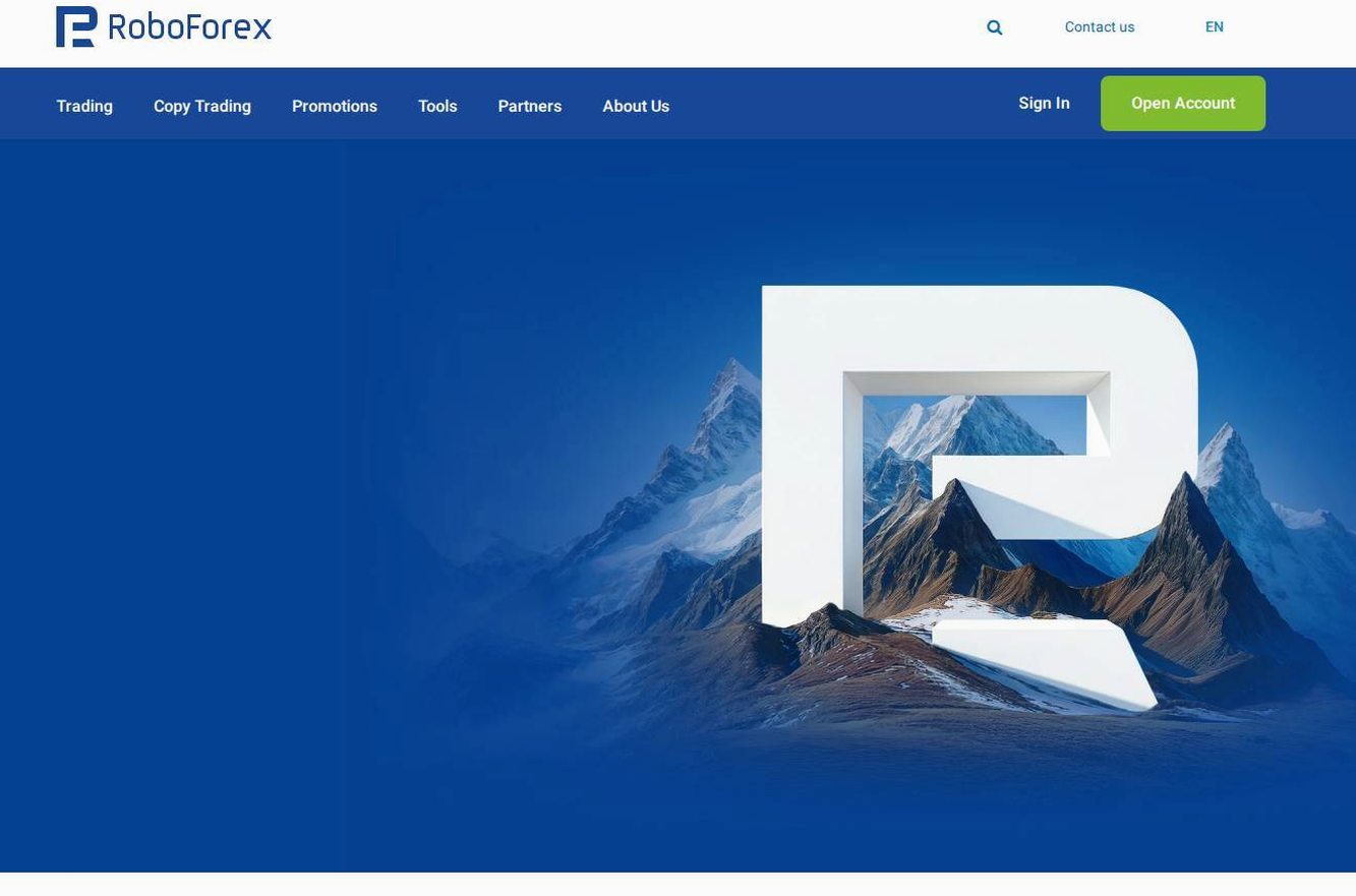 Screenshot of the RoboForex website