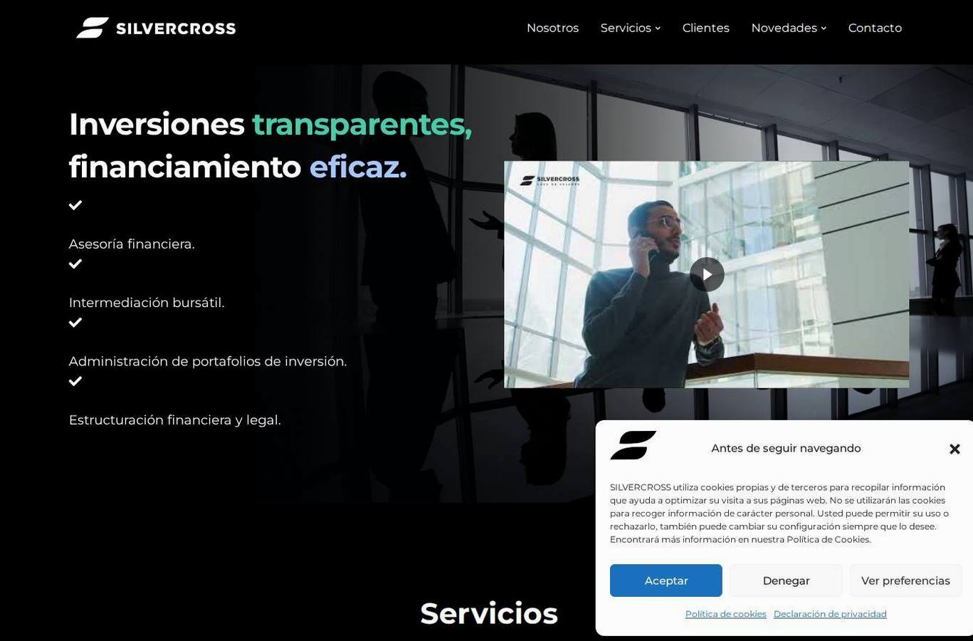 Screenshot of the Silvercross website