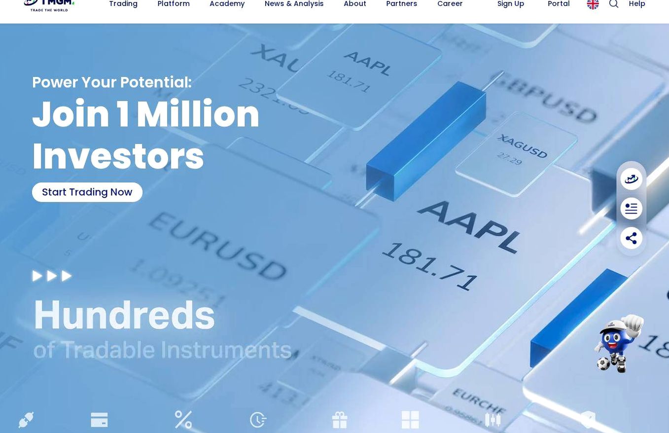 Screenshot of the TMGM website